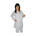 Blouse PP blanche, poignets élastiques, 2 poches, fermeture par boutons préssions. Taille unique